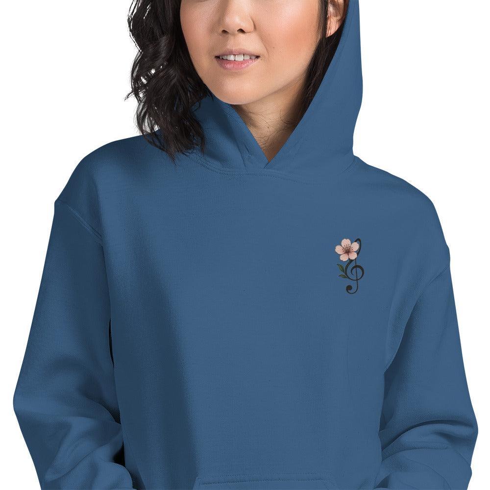 Felpa Ricamata Unisex con Cappuccio – Morbida – Design Ciliegio-Biiply