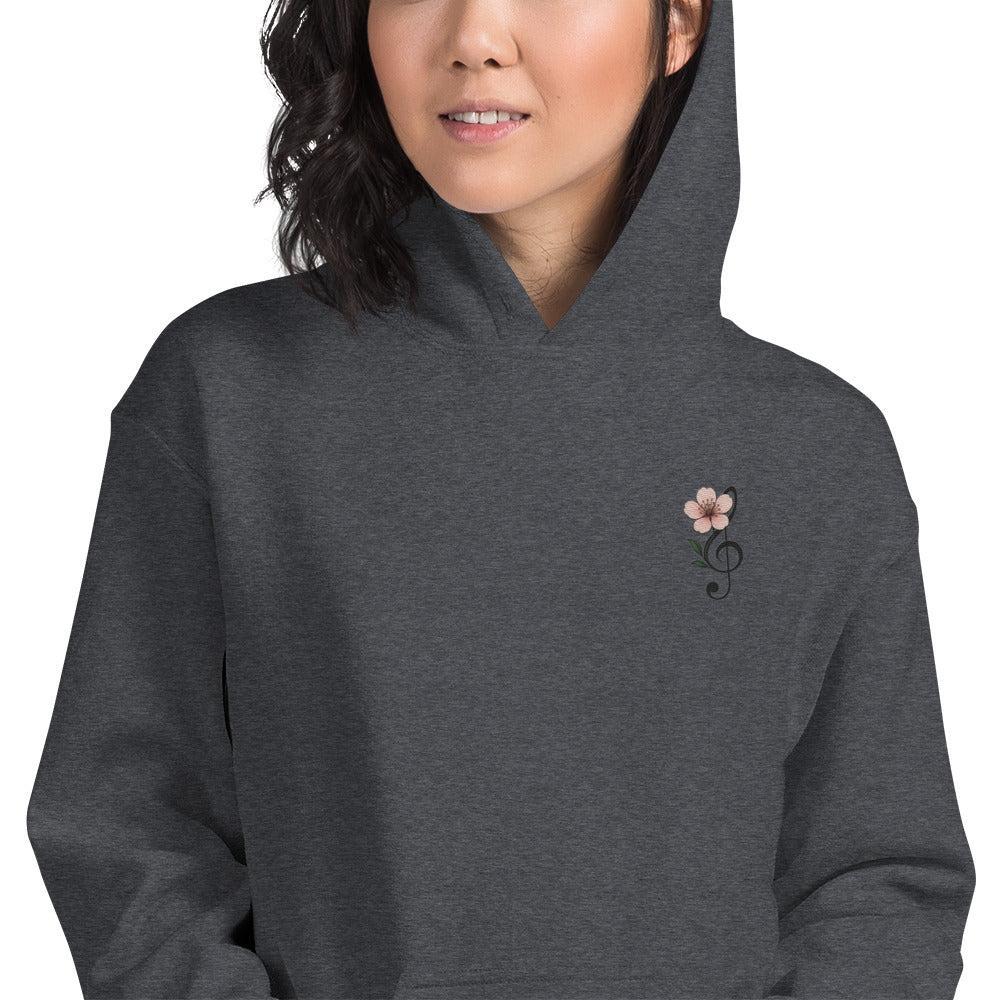Felpa Ricamata Unisex con Cappuccio – Morbida – Design Ciliegio-Biiply