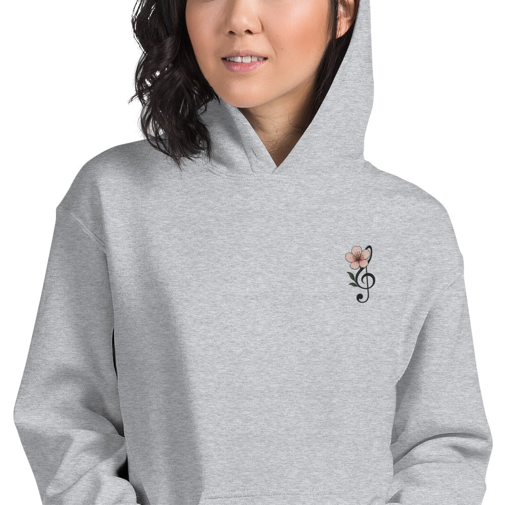 Felpa Ricamata Unisex con Cappuccio – Morbida – Design Ciliegio-Biiply