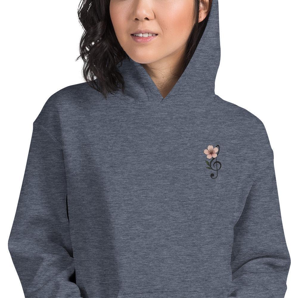 Felpa Ricamata Unisex con Cappuccio – Morbida – Design Ciliegio-Biiply