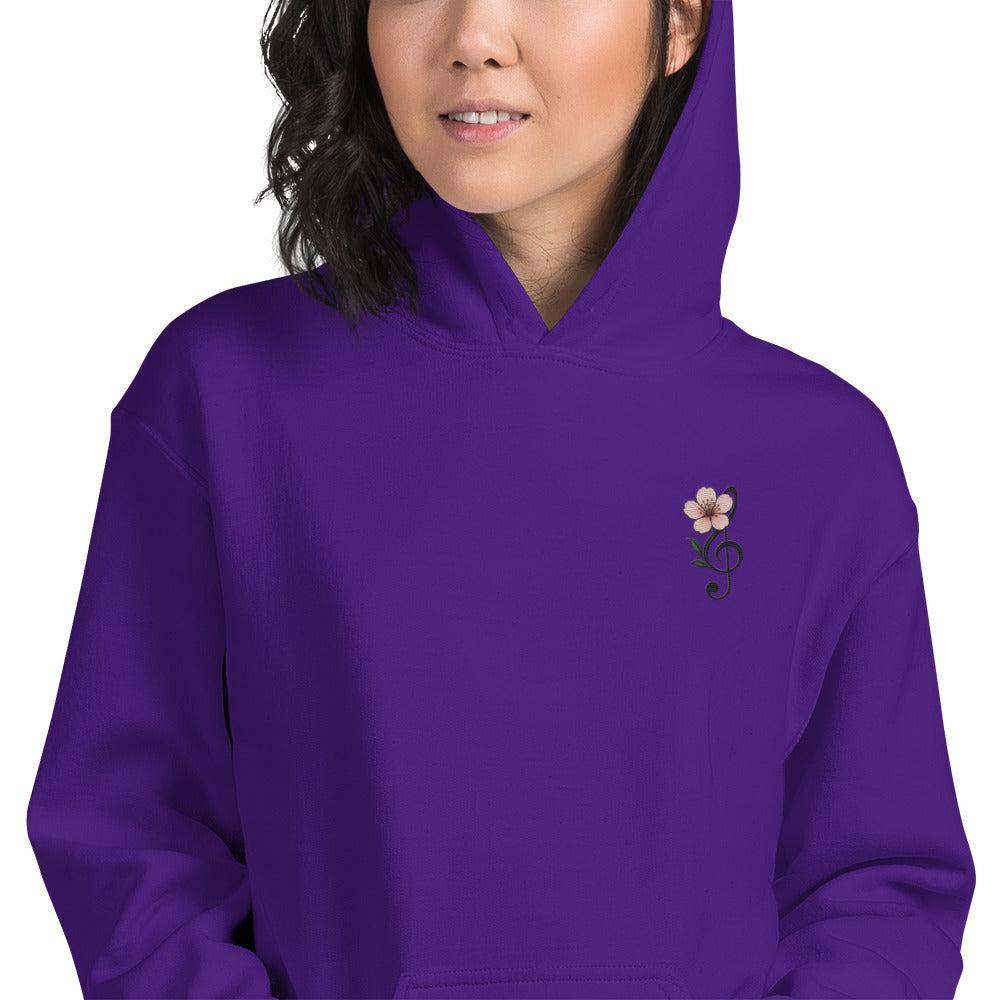 Felpa Ricamata Unisex con Cappuccio – Morbida – Design Ciliegio-Biiply