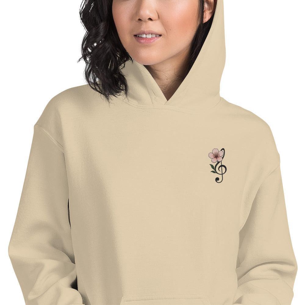 Felpa Ricamata Unisex con Cappuccio – Morbida – Design Ciliegio-Biiply