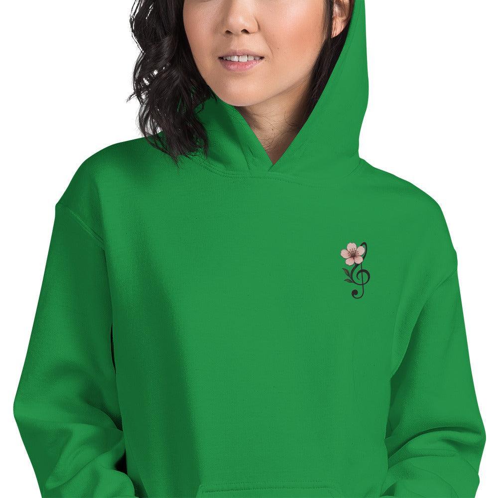 Felpa Ricamata Unisex con Cappuccio – Morbida – Design Ciliegio-Biiply
