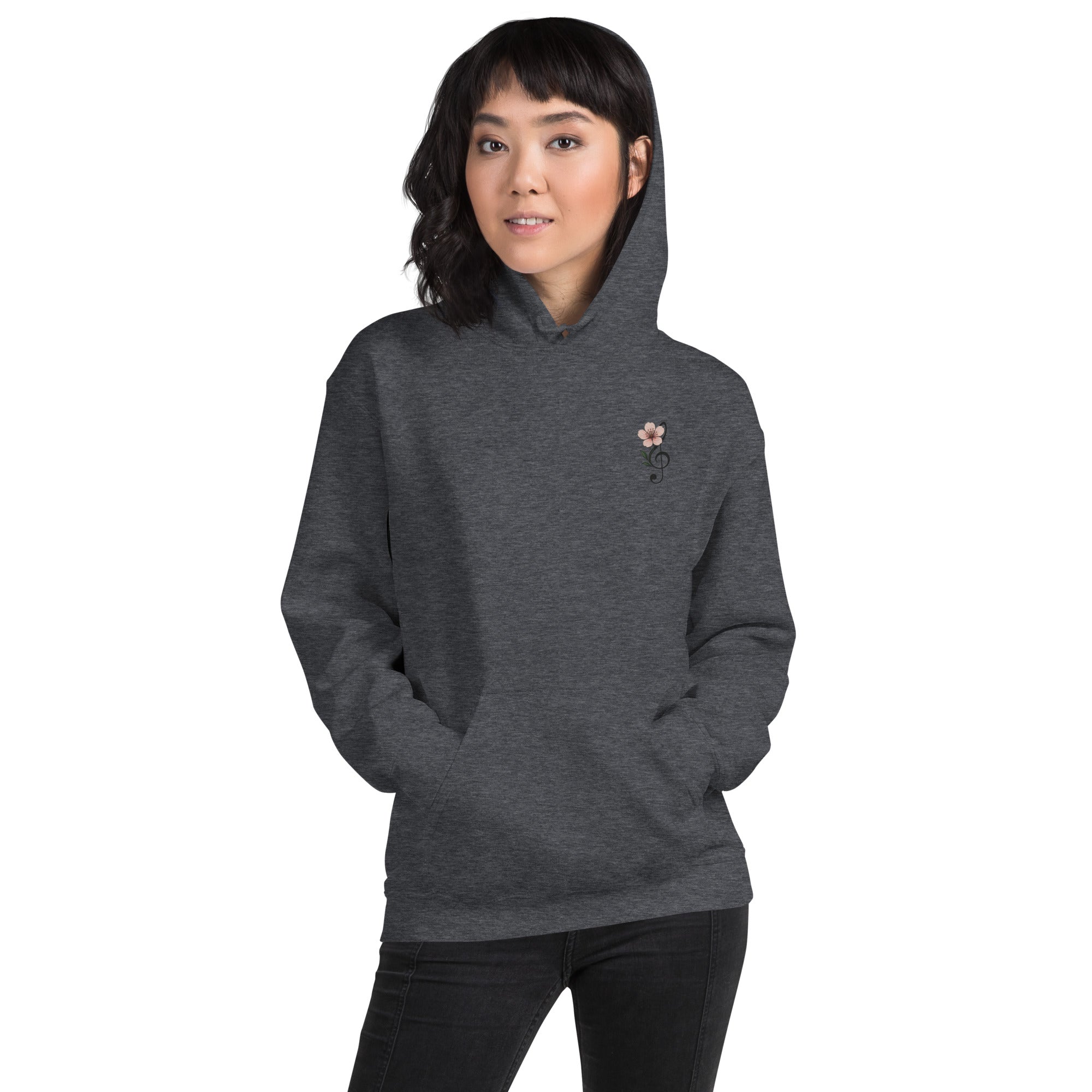Felpa Ricamata Unisex con Cappuccio – Morbida – Design Ciliegio-Biiply