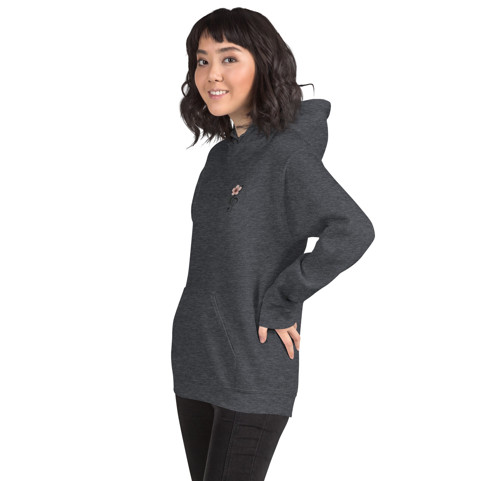 Felpa Ricamata Unisex con Cappuccio – Morbida – Design Ciliegio-Biiply