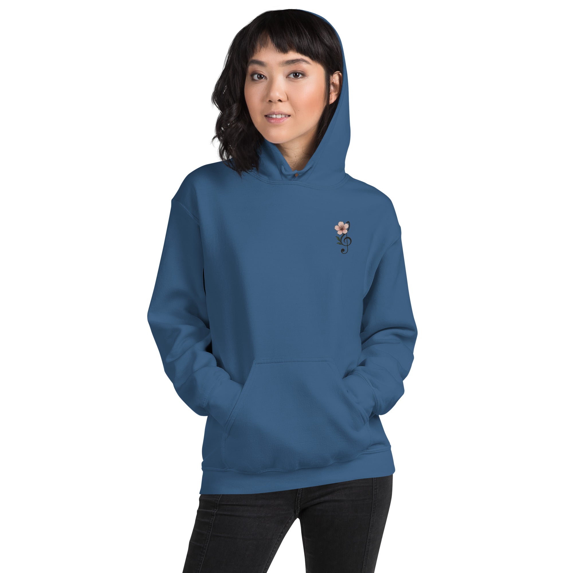 Felpa Ricamata Unisex con Cappuccio – Morbida – Design Ciliegio-Biiply