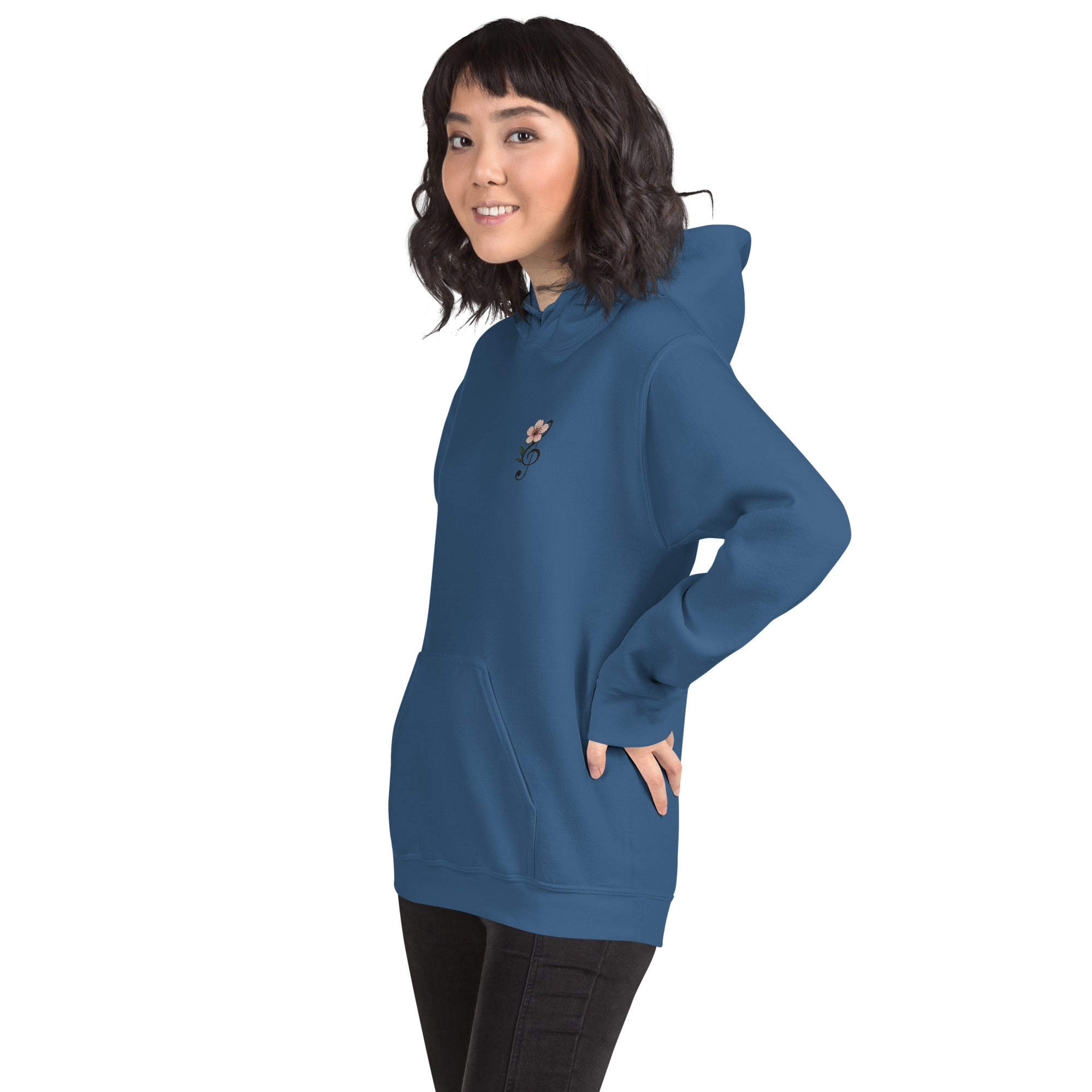 Felpa Ricamata Unisex con Cappuccio – Morbida – Design Ciliegio-Biiply