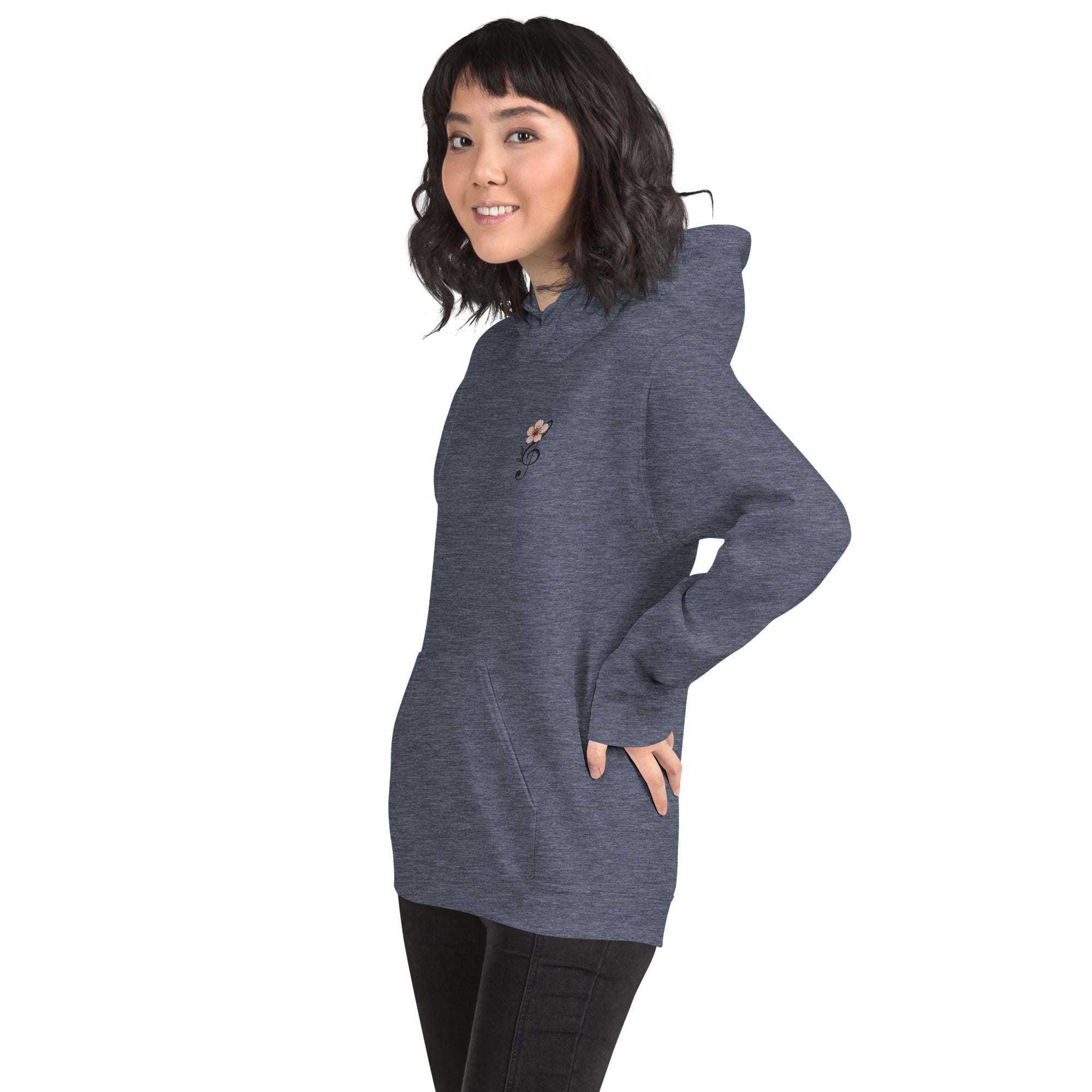 Felpa Ricamata Unisex con Cappuccio – Morbida – Design Ciliegio-Biiply