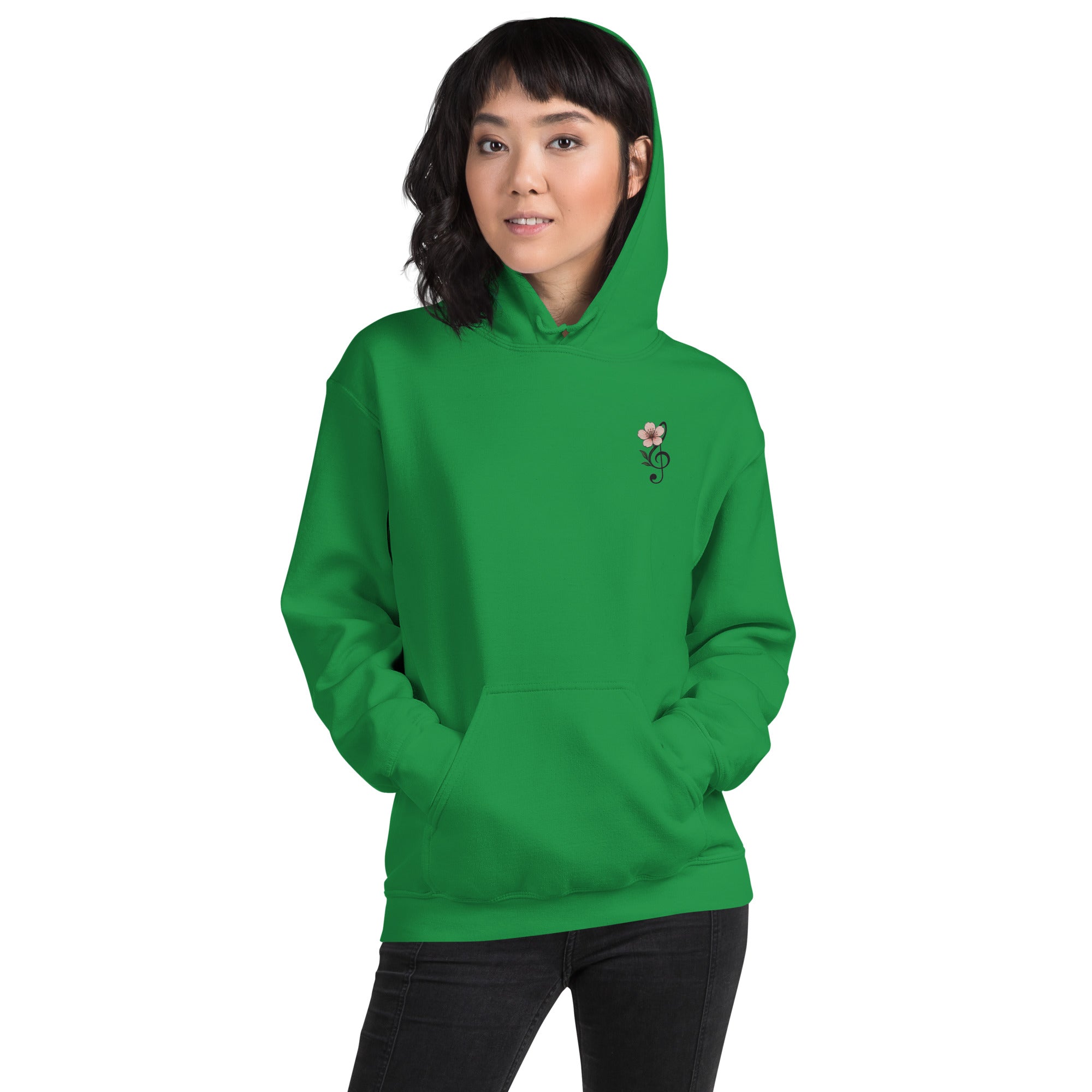 Felpa Ricamata Unisex con Cappuccio – Morbida – Design Ciliegio-Biiply