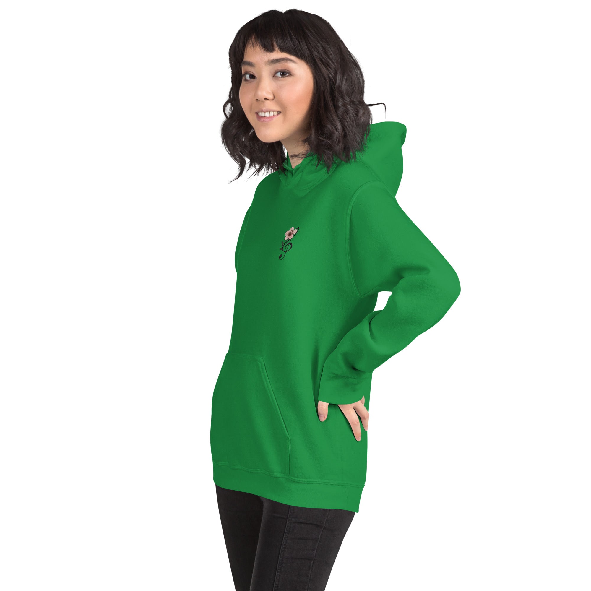 Felpa Ricamata Unisex con Cappuccio – Morbida – Design Ciliegio-Biiply