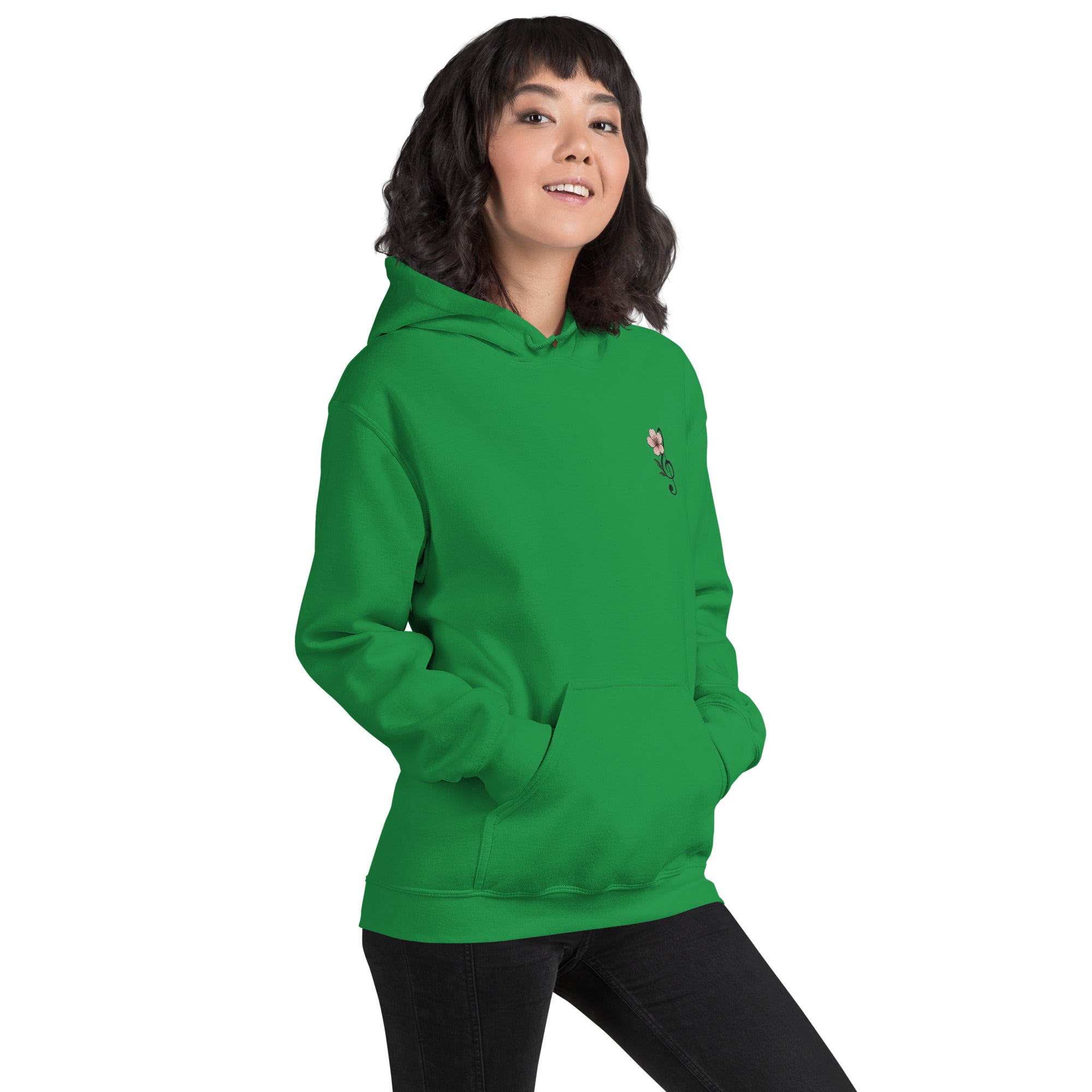 Felpa Ricamata Unisex con Cappuccio – Morbida – Design Ciliegio-Biiply