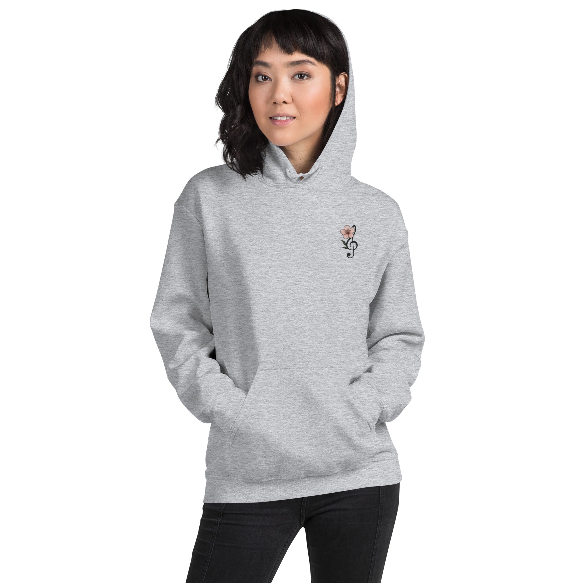 Felpa Ricamata Unisex con Cappuccio – Morbida – Design Ciliegio-Biiply