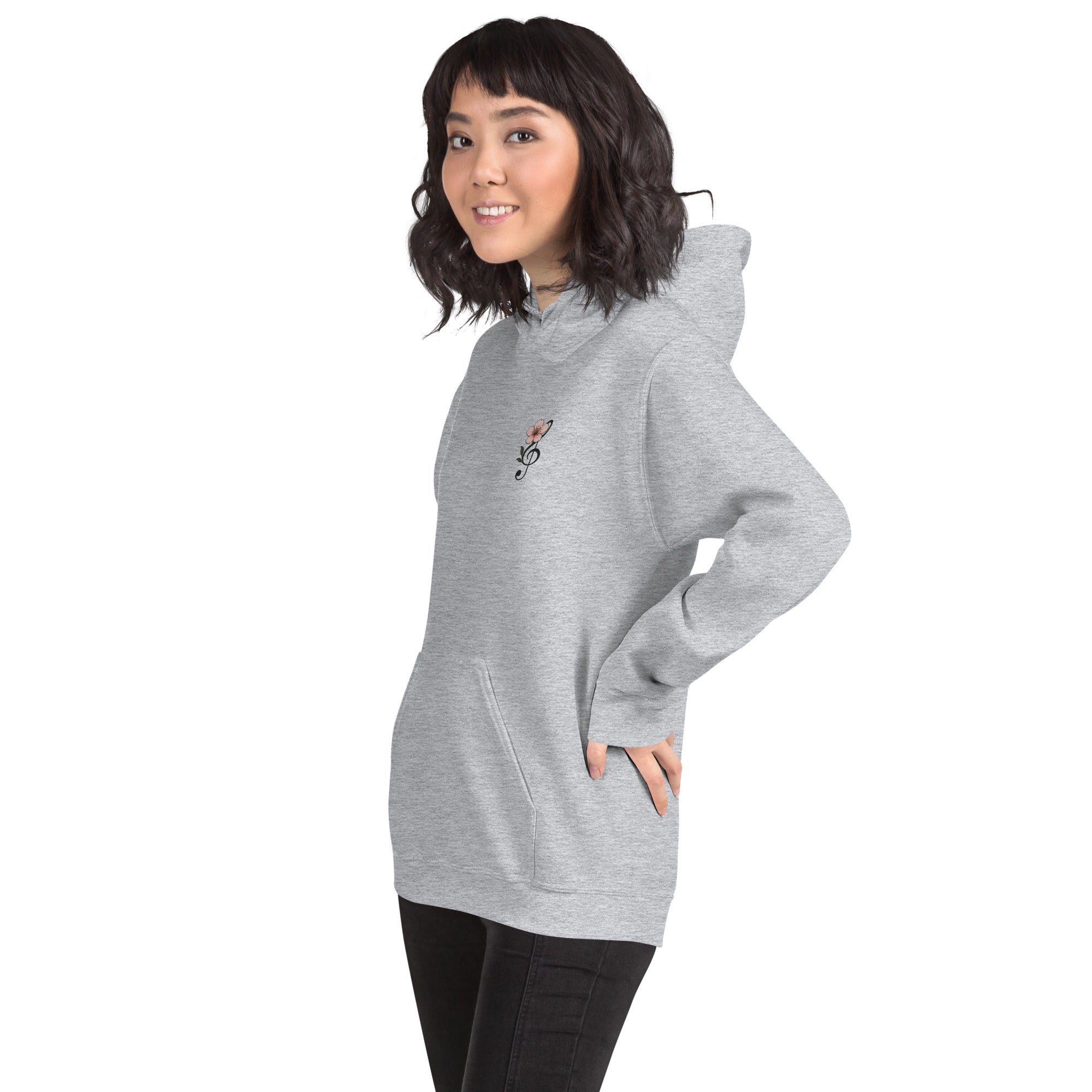 Felpa Ricamata Unisex con Cappuccio – Morbida – Design Ciliegio-Biiply