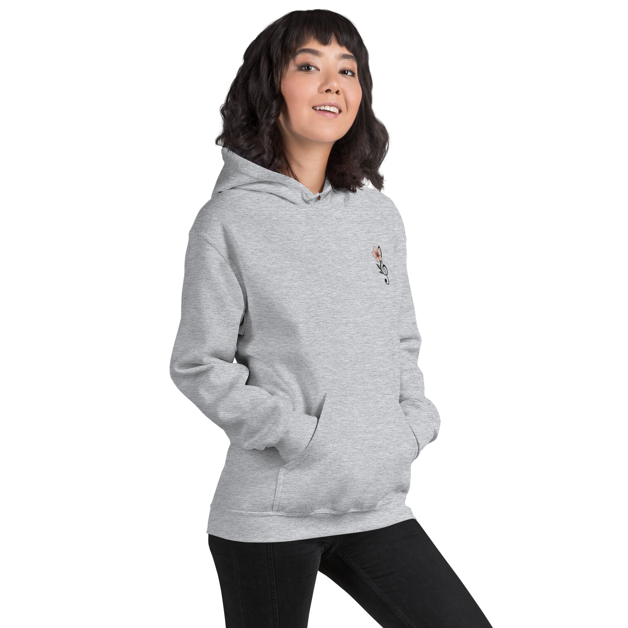 Felpa Ricamata Unisex con Cappuccio – Morbida – Design Ciliegio-Biiply