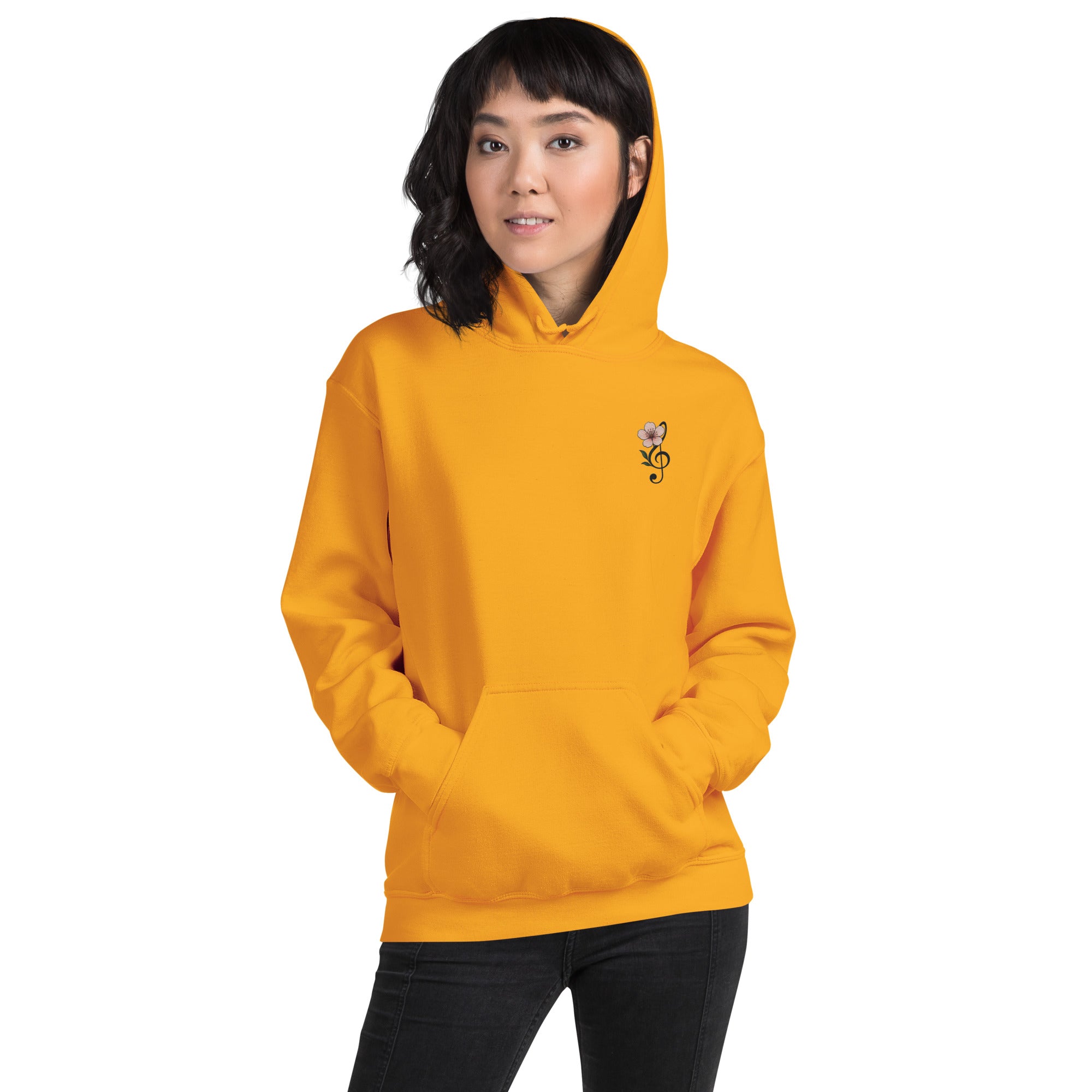 Felpa Ricamata Unisex con Cappuccio – Morbida – Design Ciliegio-Biiply