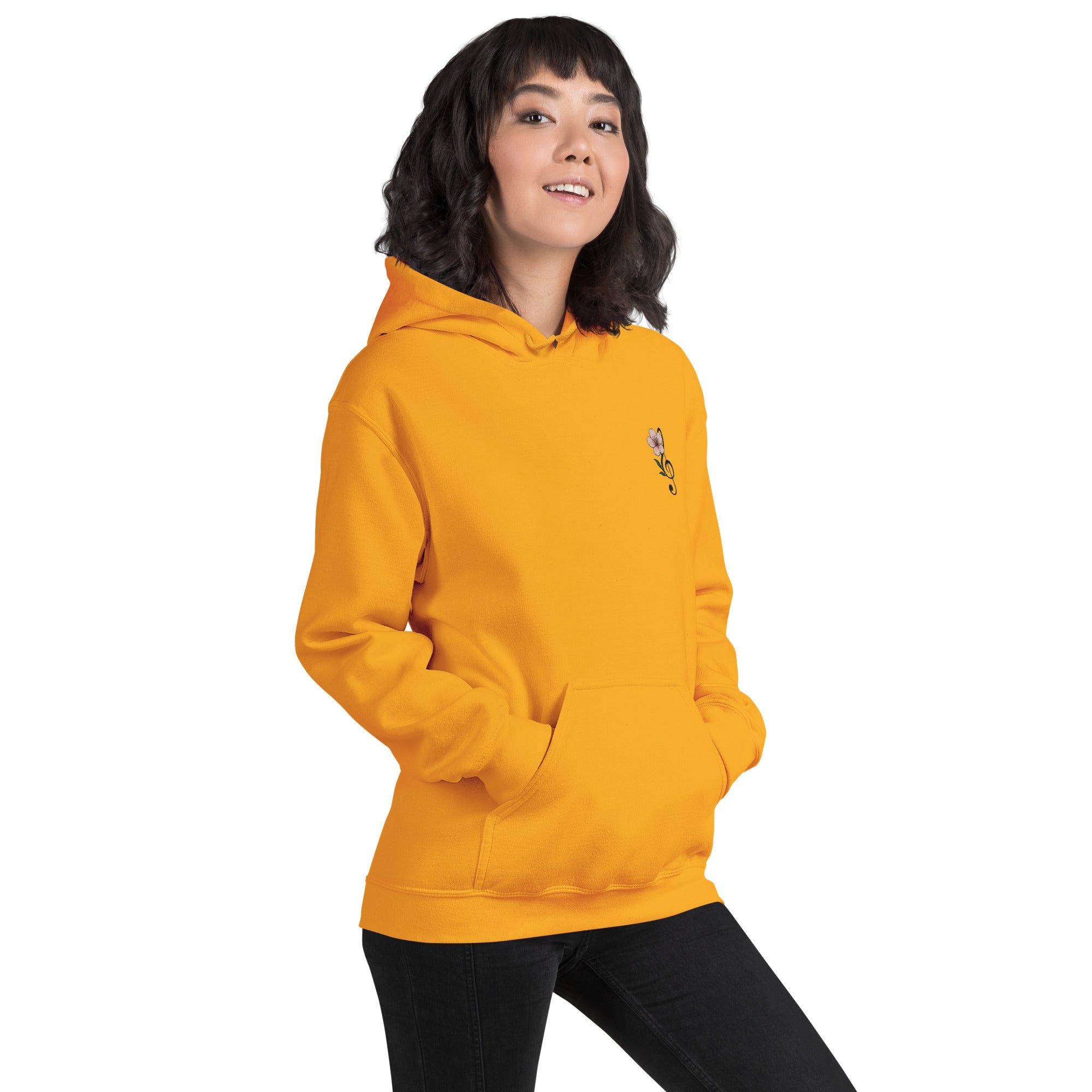 Felpa Ricamata Unisex con Cappuccio – Morbida – Design Ciliegio-Biiply