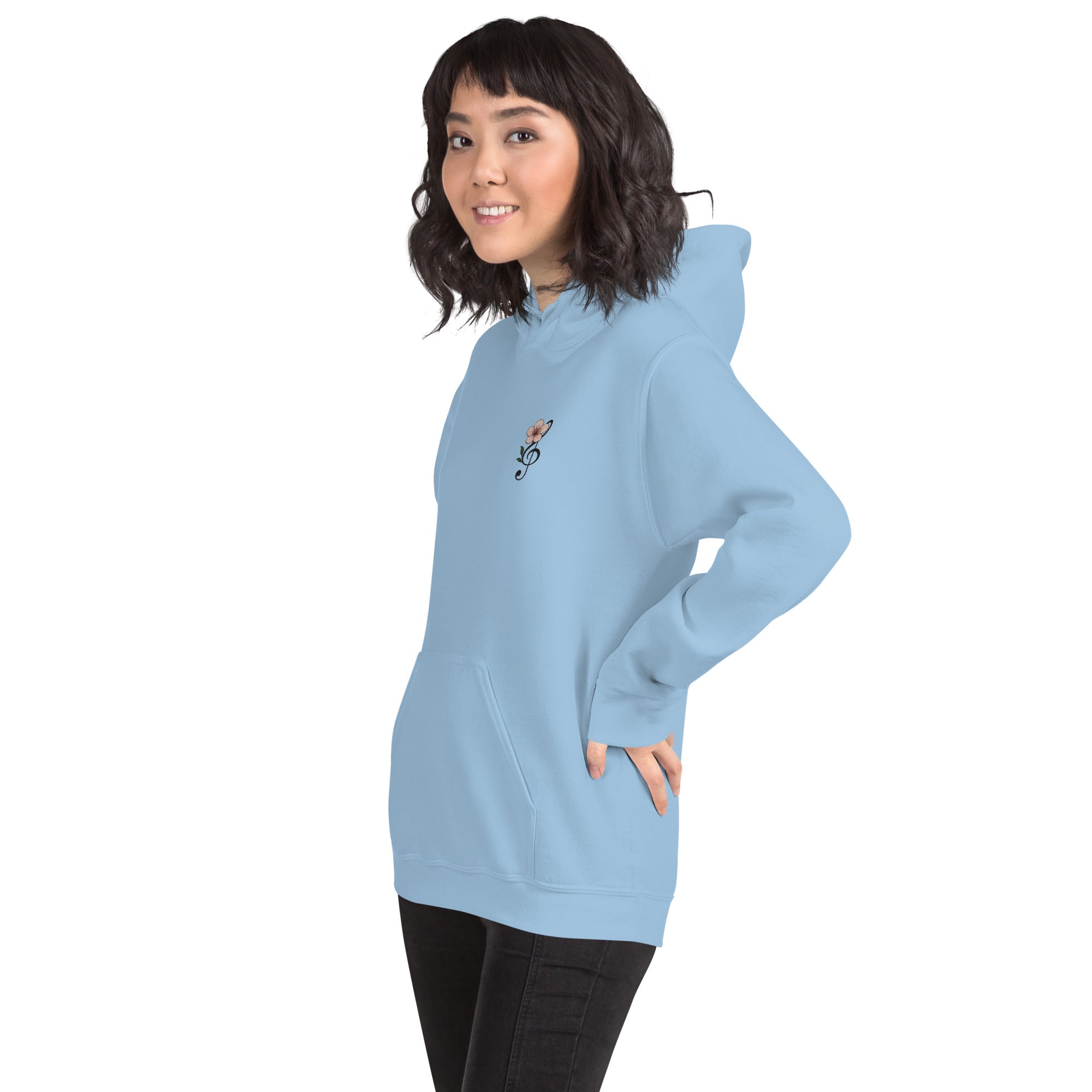 Felpa Ricamata Unisex con Cappuccio – Morbida – Design Ciliegio-Biiply