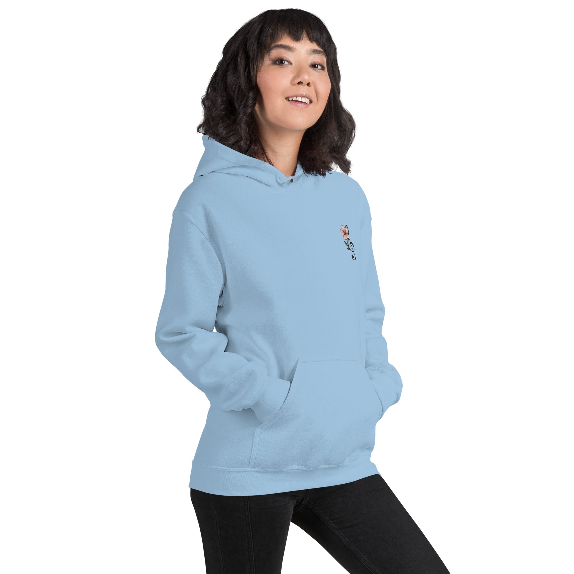 Felpa Ricamata Unisex con Cappuccio – Morbida – Design Ciliegio-Biiply