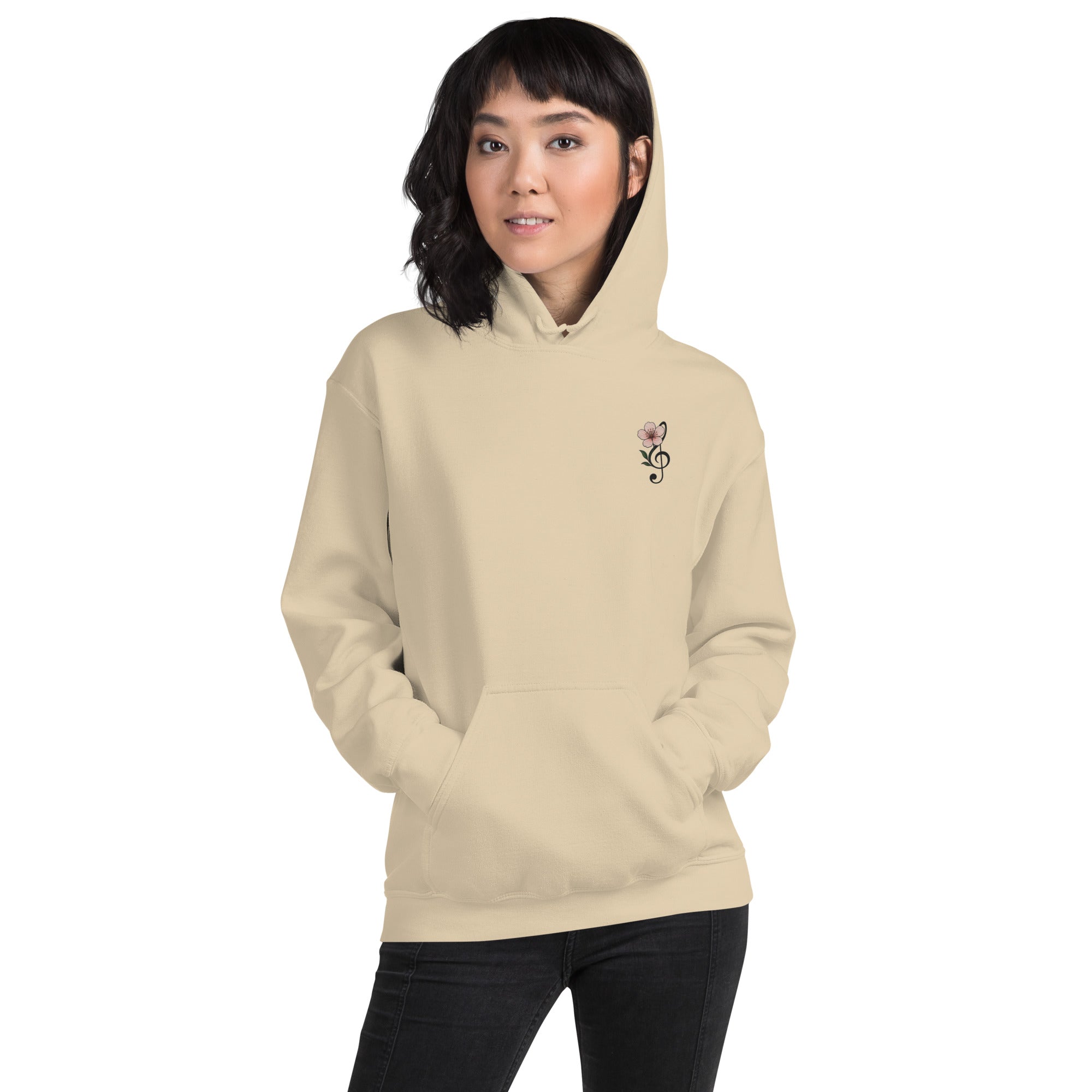 Felpa Ricamata Unisex con Cappuccio – Morbida – Design Ciliegio-Biiply