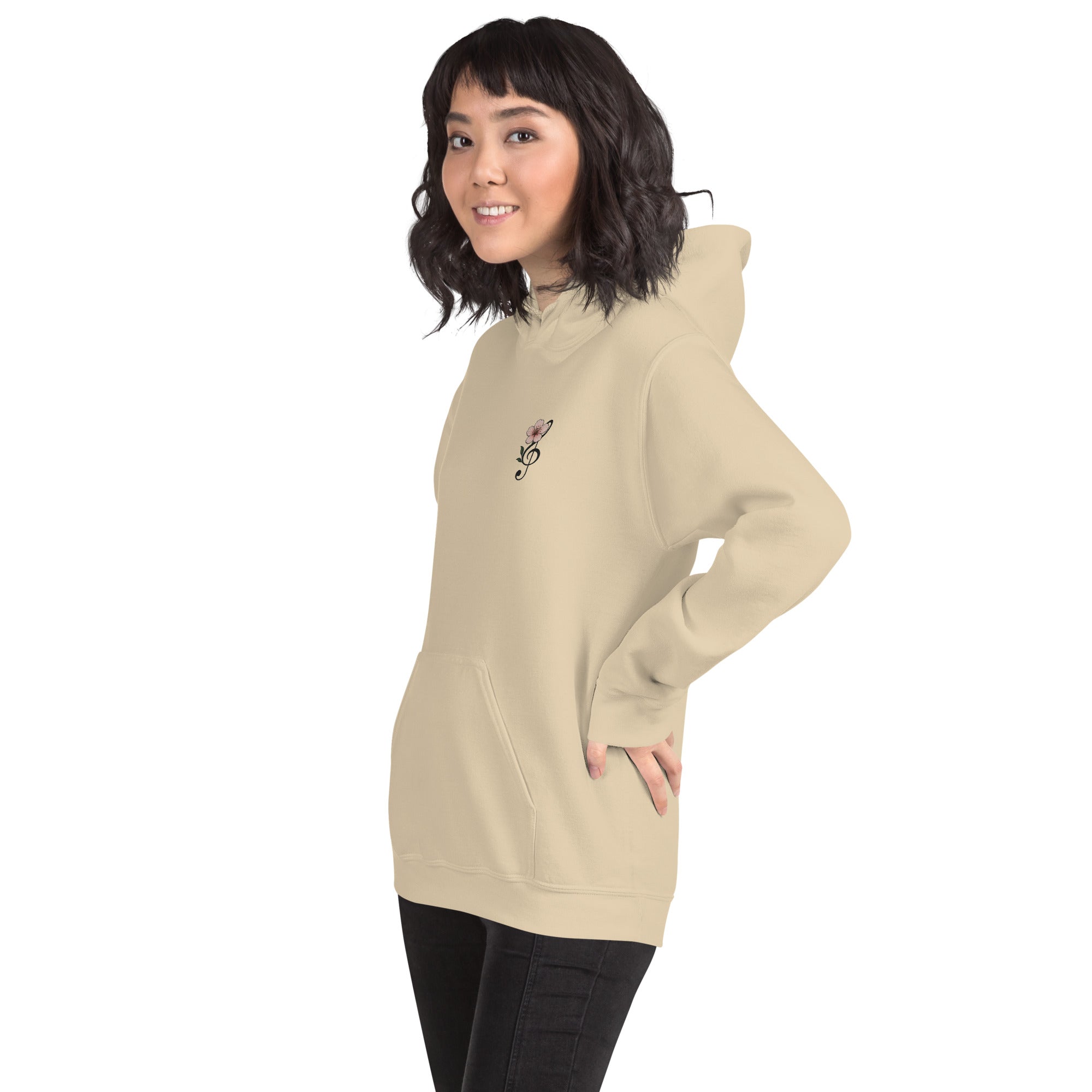 Felpa Ricamata Unisex con Cappuccio – Morbida – Design Ciliegio-Biiply
