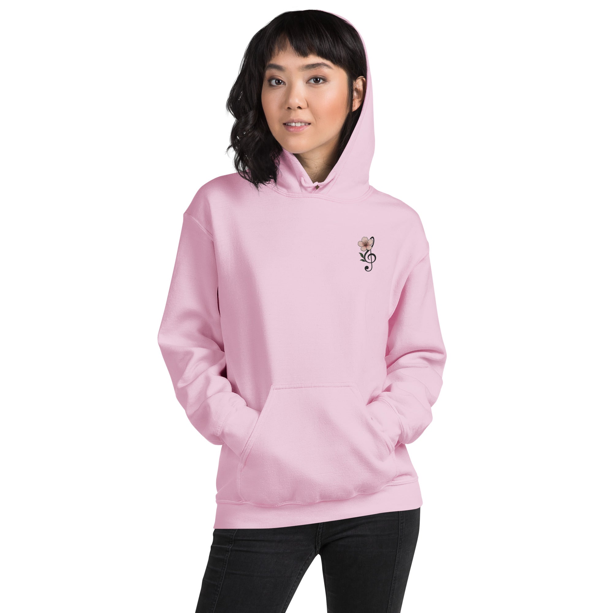 Felpa Ricamata Unisex con Cappuccio – Morbida – Design Ciliegio-Biiply