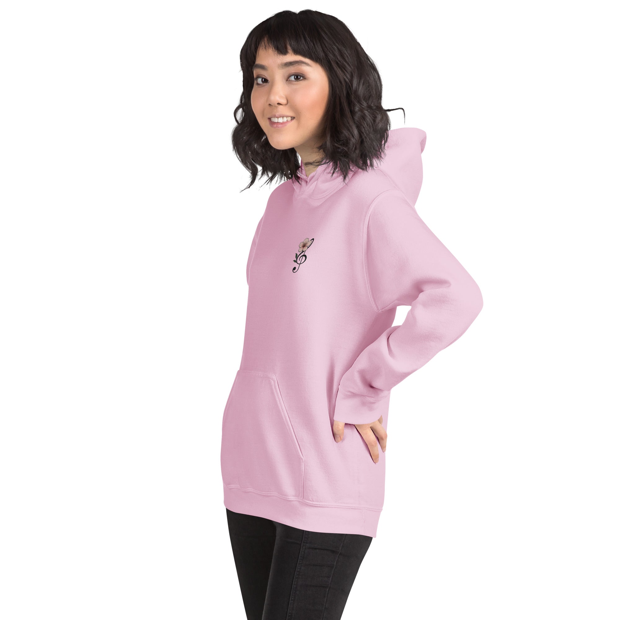 Felpa Ricamata Unisex con Cappuccio – Morbida – Design Ciliegio-Biiply