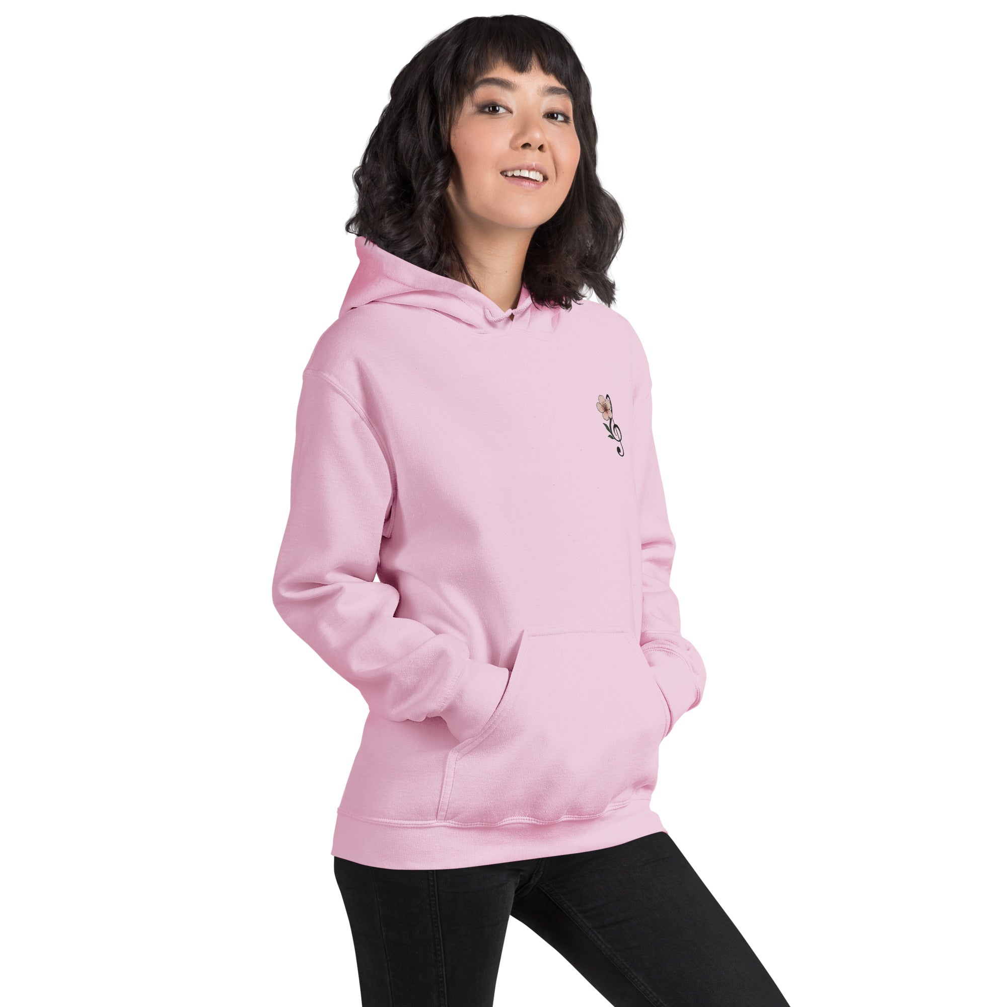 Felpa Ricamata Unisex con Cappuccio – Morbida – Design Ciliegio-Biiply