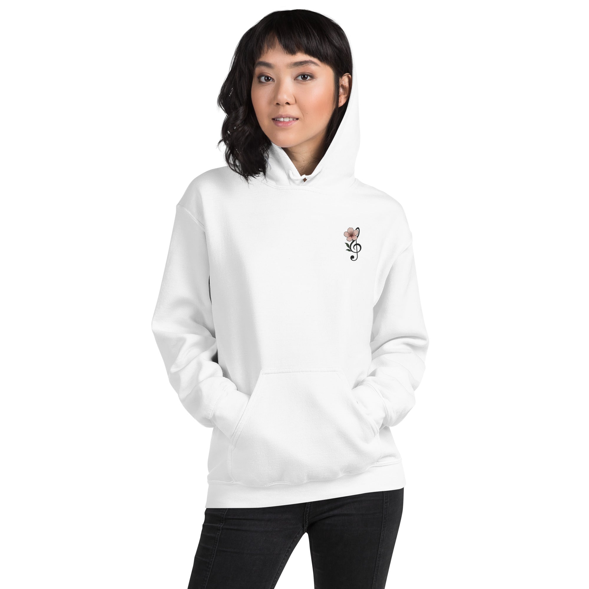 Felpa Ricamata Unisex con Cappuccio – Morbida – Design Ciliegio-Biiply