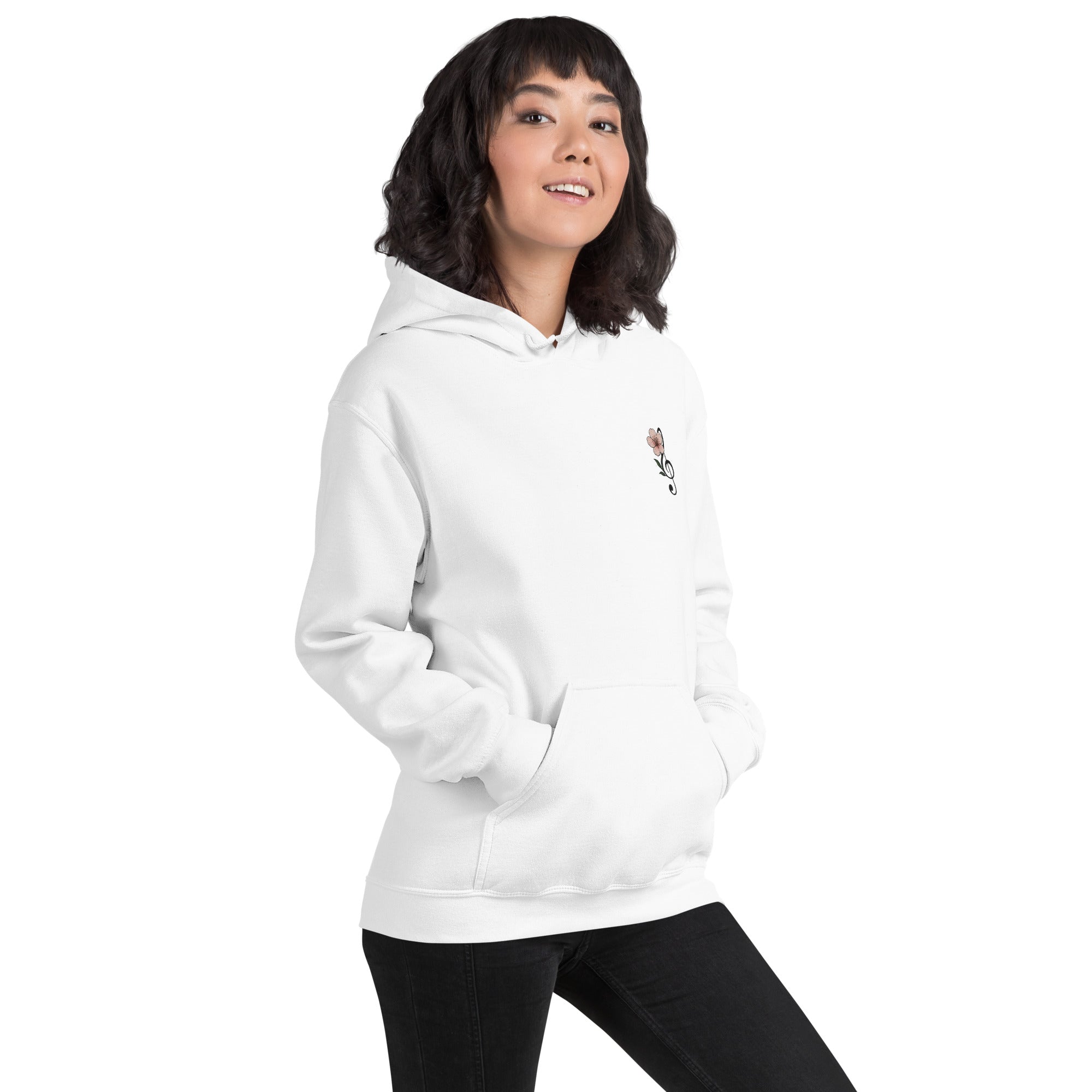 Felpa Ricamata Unisex con Cappuccio – Morbida – Design Ciliegio-Biiply