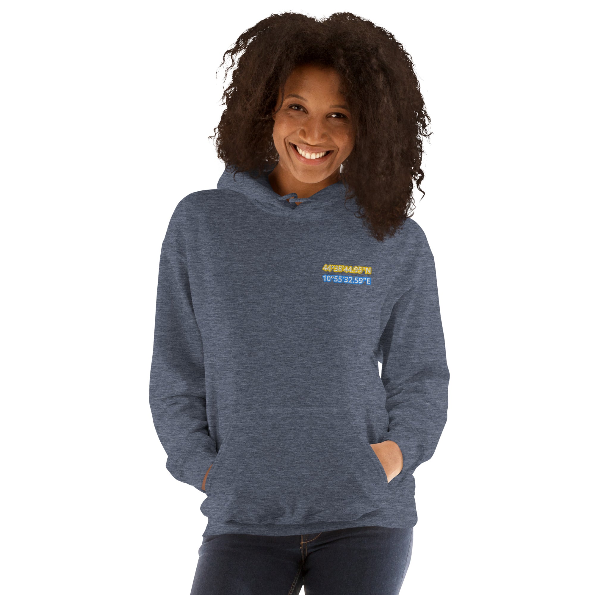 Felpa Ricamata Unisex con Cappuccio – Morbida – Design Coordinate di Modena-Biiply