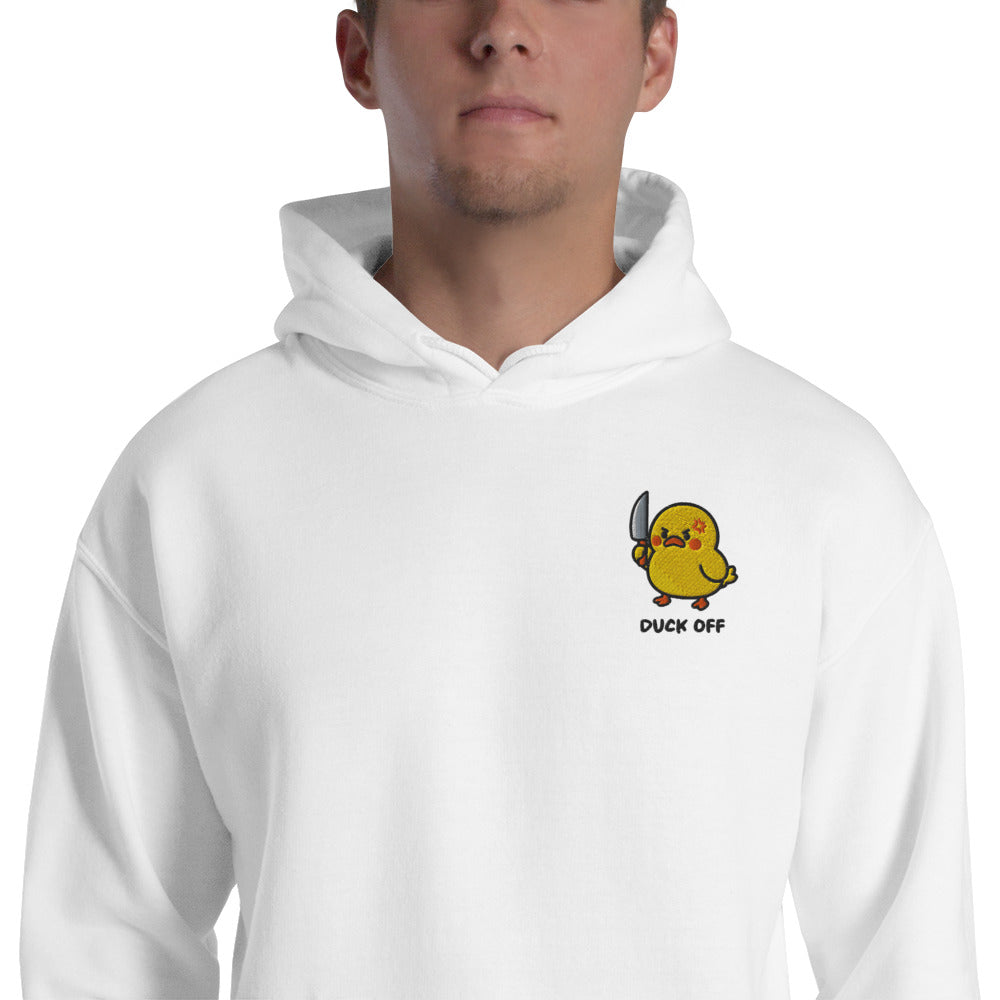 Felpa Ricamata Unisex con Cappuccio – Morbida – Design Duck Off-Biiply