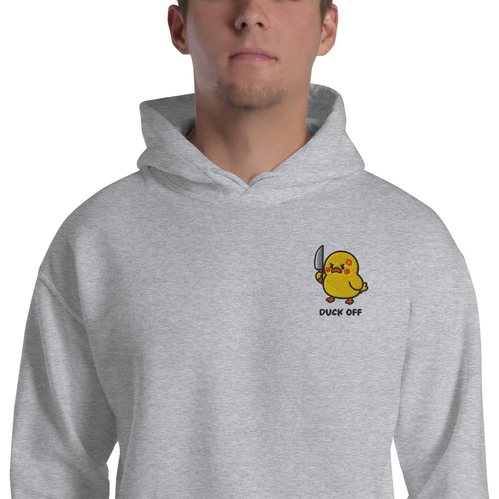 Felpa Ricamata Unisex con Cappuccio – Morbida – Design Duck Off-Biiply