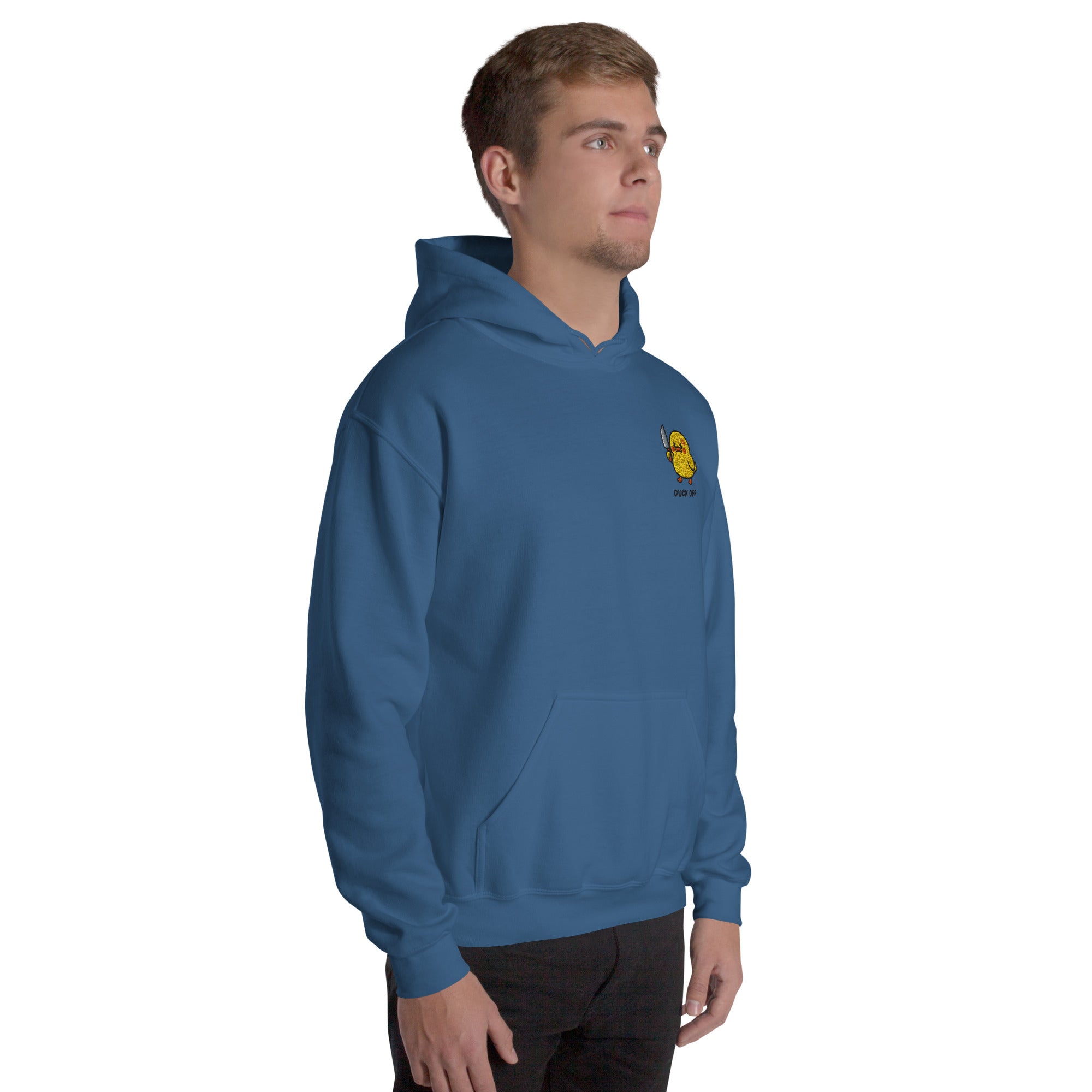 Felpa Ricamata Unisex con Cappuccio – Morbida – Design Duck Off-Biiply