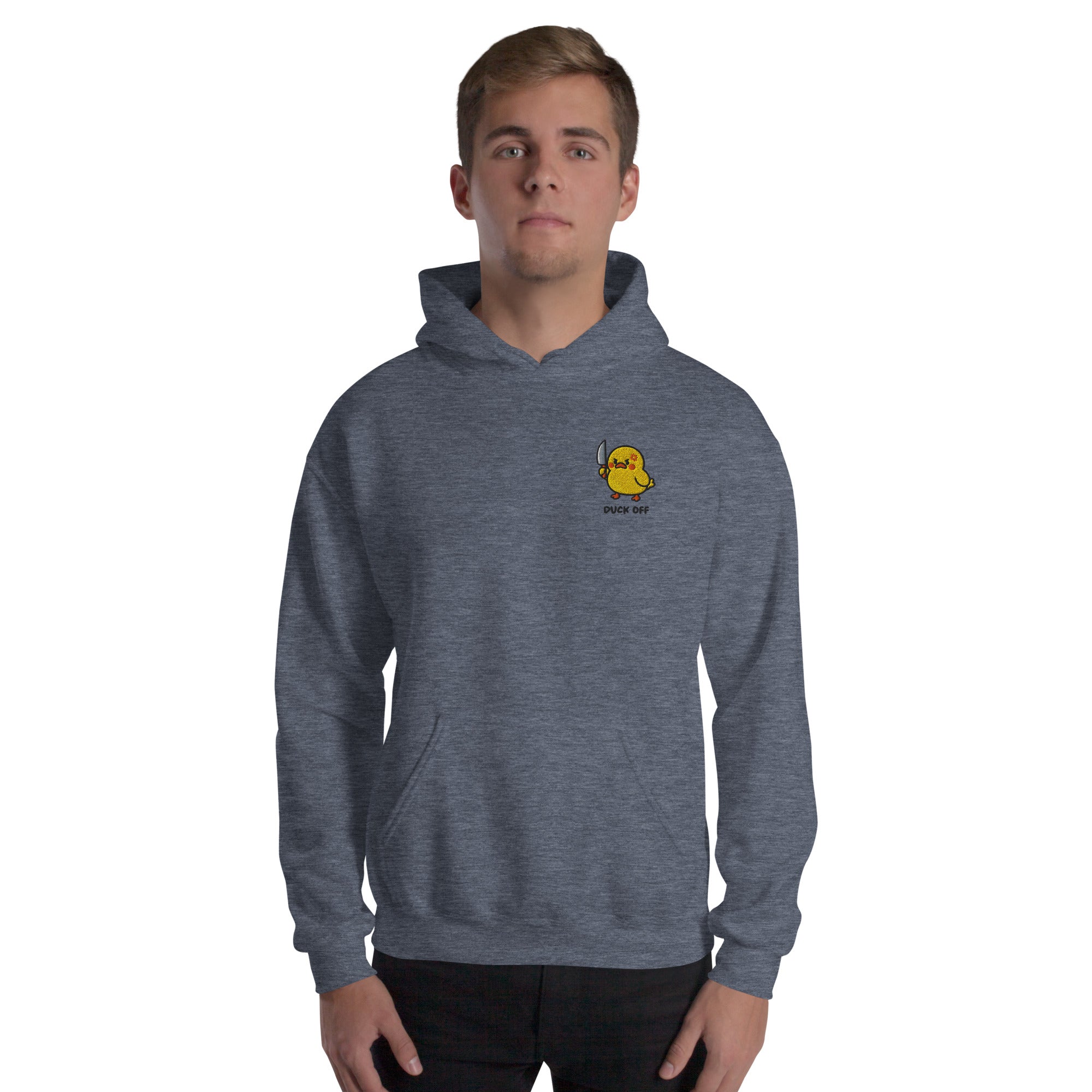 Felpa Ricamata Unisex con Cappuccio – Morbida – Design Duck Off-Biiply