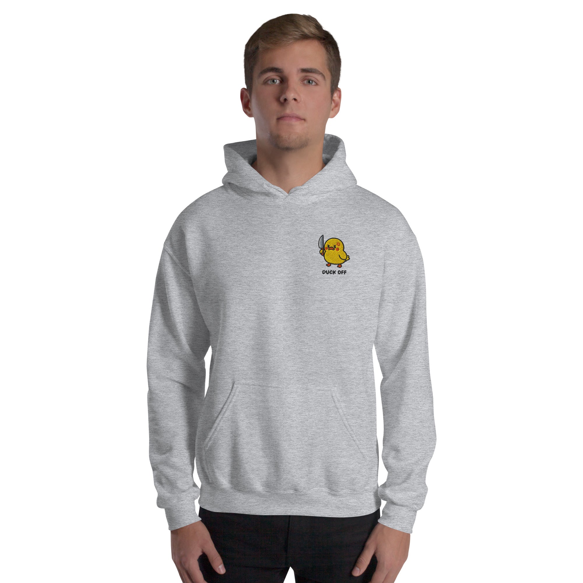 Felpa Ricamata Unisex con Cappuccio – Morbida – Design Duck Off-Biiply