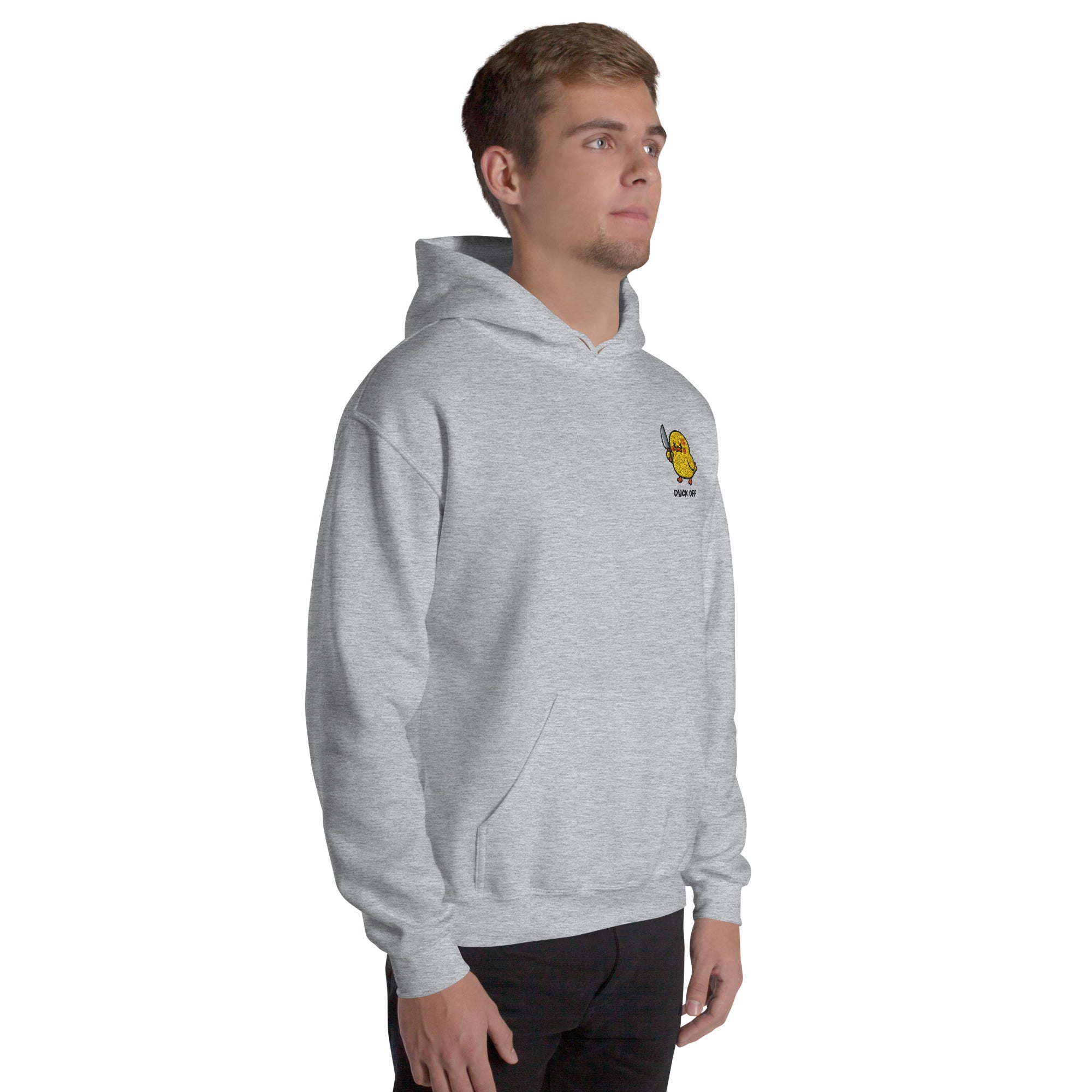 Felpa Ricamata Unisex con Cappuccio – Morbida – Design Duck Off-Biiply