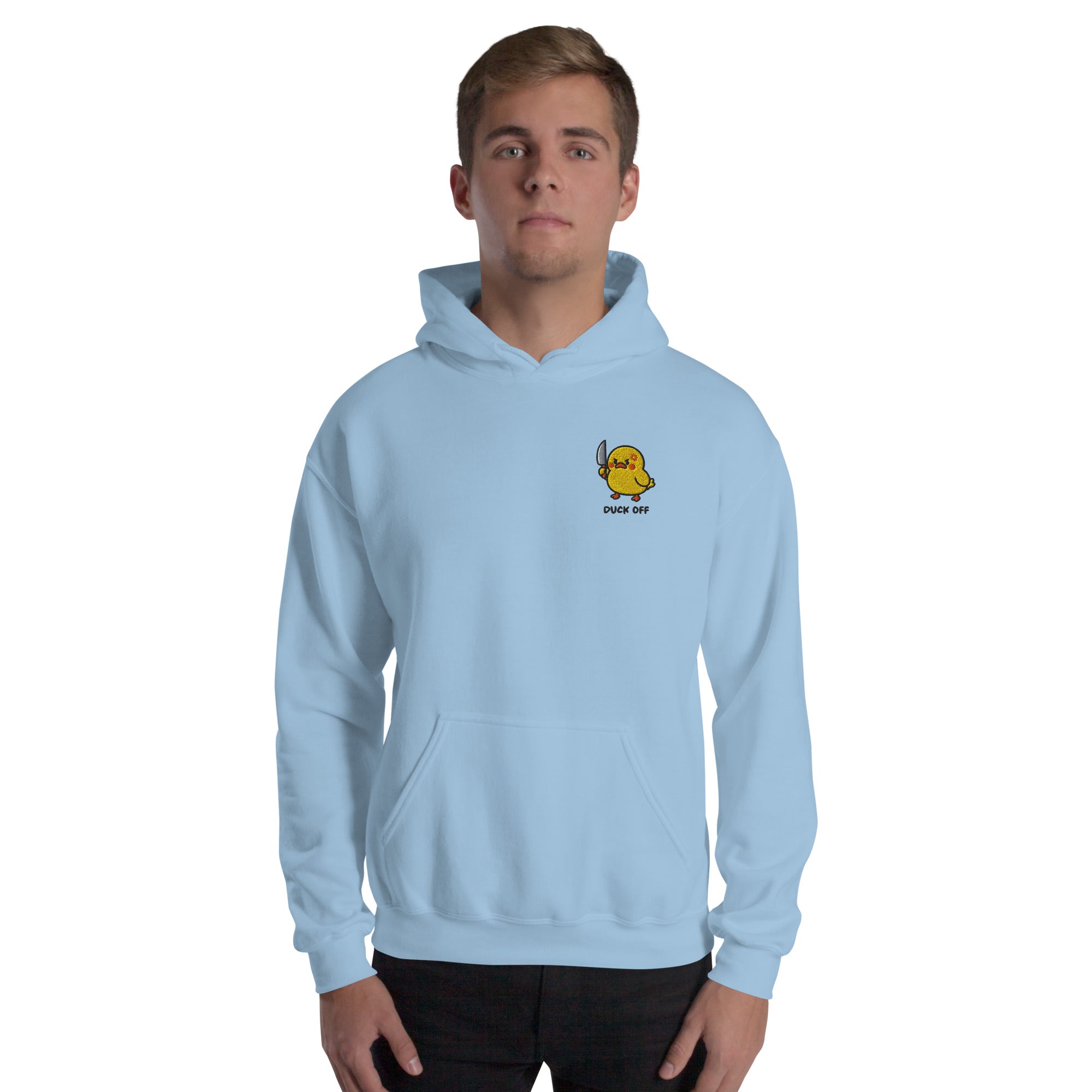 Felpa Ricamata Unisex con Cappuccio – Morbida – Design Duck Off-Biiply