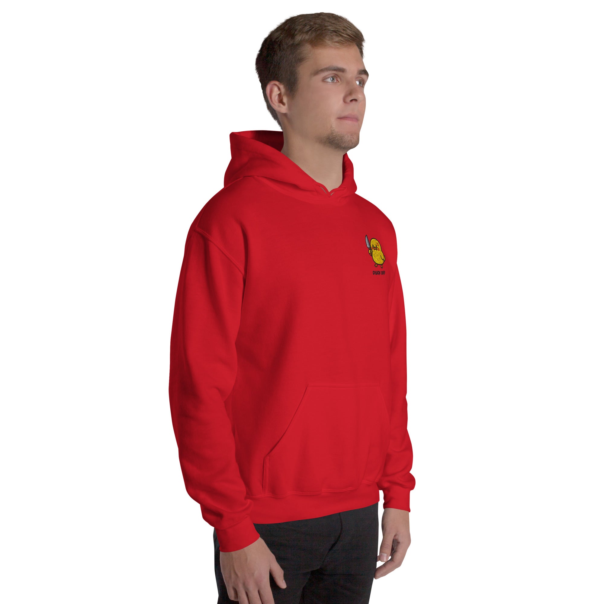 Felpa Ricamata Unisex con Cappuccio – Morbida – Design Duck Off-Biiply