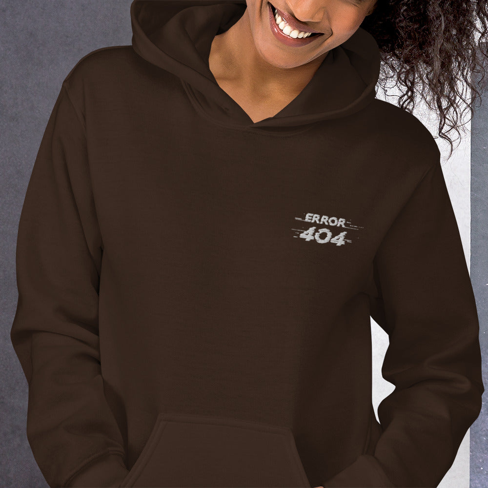 Felpa Ricamata Unisex con Cappuccio – Morbida – Design Error 404-Biiply