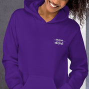 Felpa Ricamata Unisex con Cappuccio – Morbida – Design Error 404-Biiply
