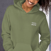 Felpa Ricamata Unisex con Cappuccio – Morbida – Design Error 404-Biiply