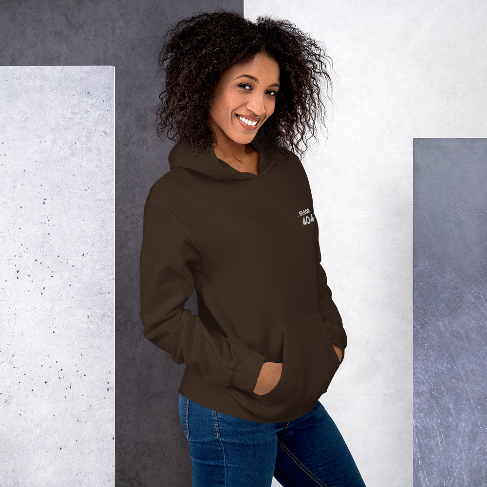 Felpa Ricamata Unisex con Cappuccio – Morbida – Design Error 404-Biiply