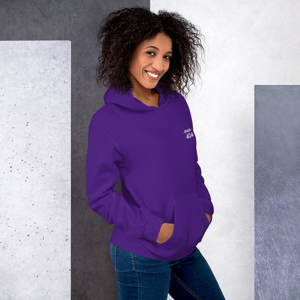Felpa Ricamata Unisex con Cappuccio – Morbida – Design Error 404-Biiply