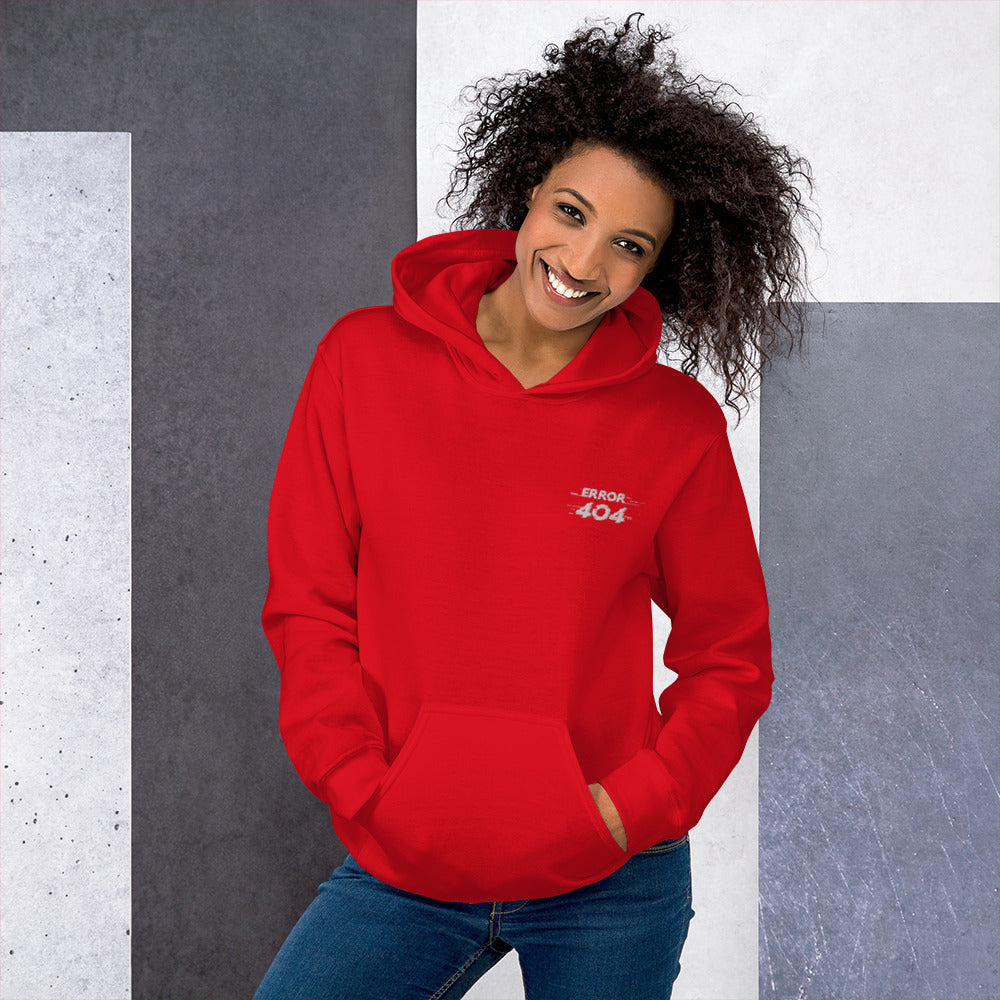 Felpa Ricamata Unisex con Cappuccio – Morbida – Design Error 404-Biiply