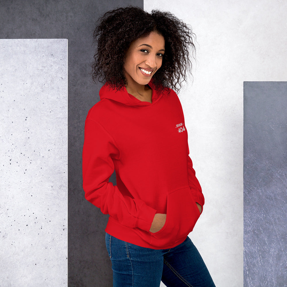 Felpa Ricamata Unisex con Cappuccio – Morbida – Design Error 404-Biiply