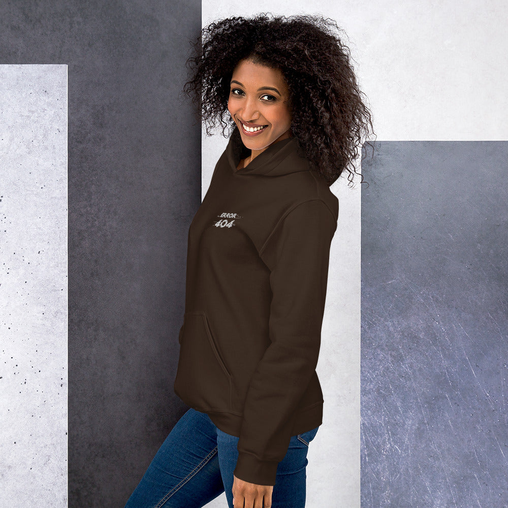 Felpa Ricamata Unisex con Cappuccio – Morbida – Design Error 404-Biiply