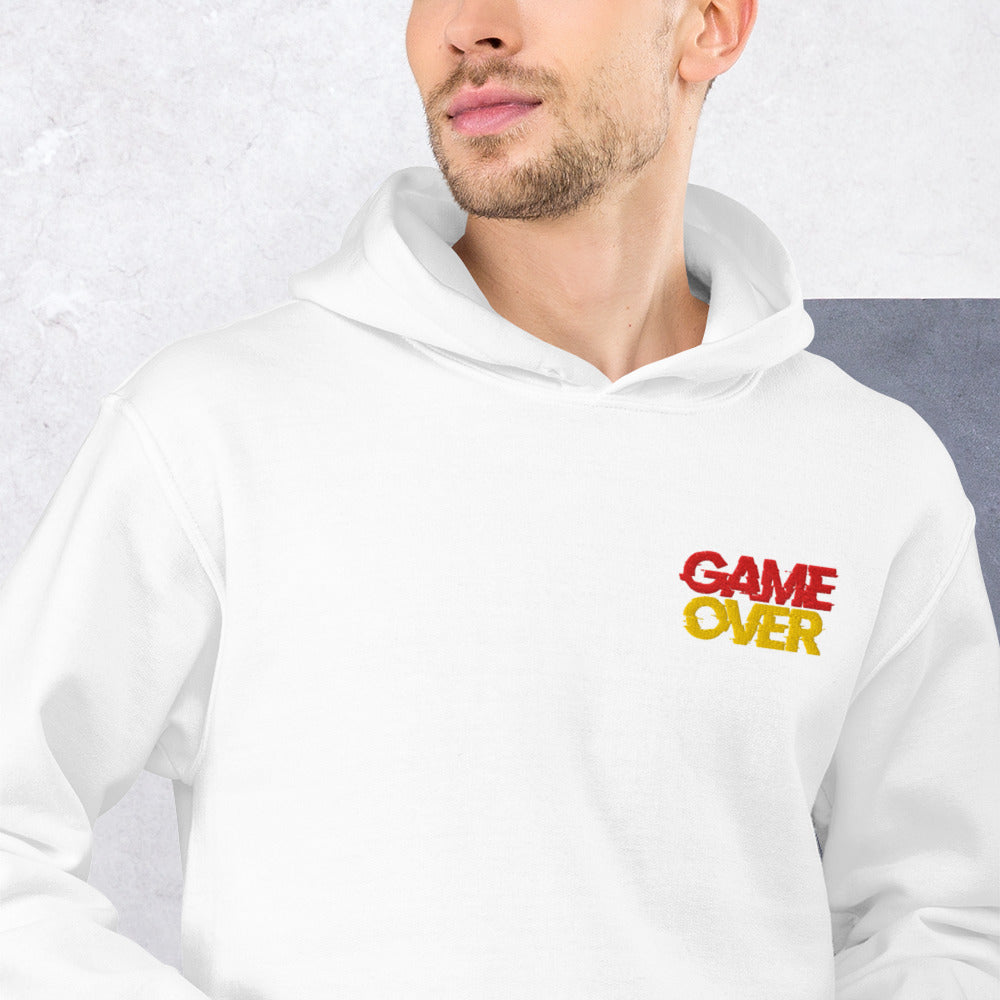 Felpa Ricamata Unisex con Cappuccio – Morbida – Design Game Over-Biiply