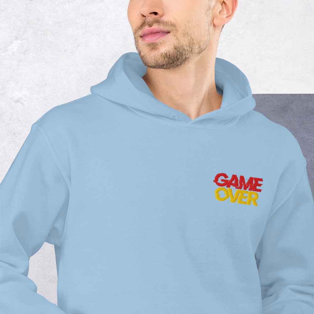 Felpa Ricamata Unisex con Cappuccio – Morbida – Design Game Over-Biiply
