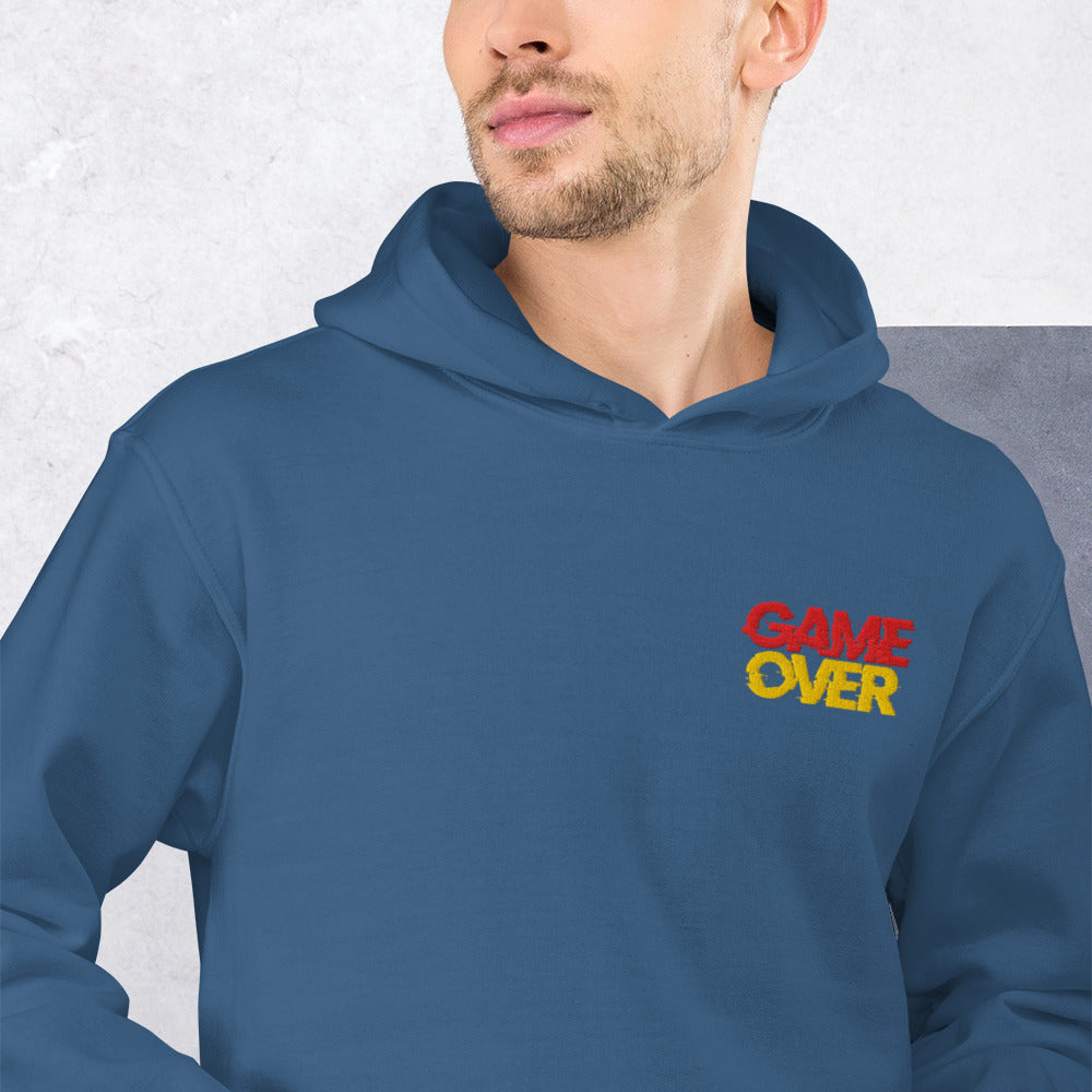 Felpa Ricamata Unisex con Cappuccio – Morbida – Design Game Over-Biiply