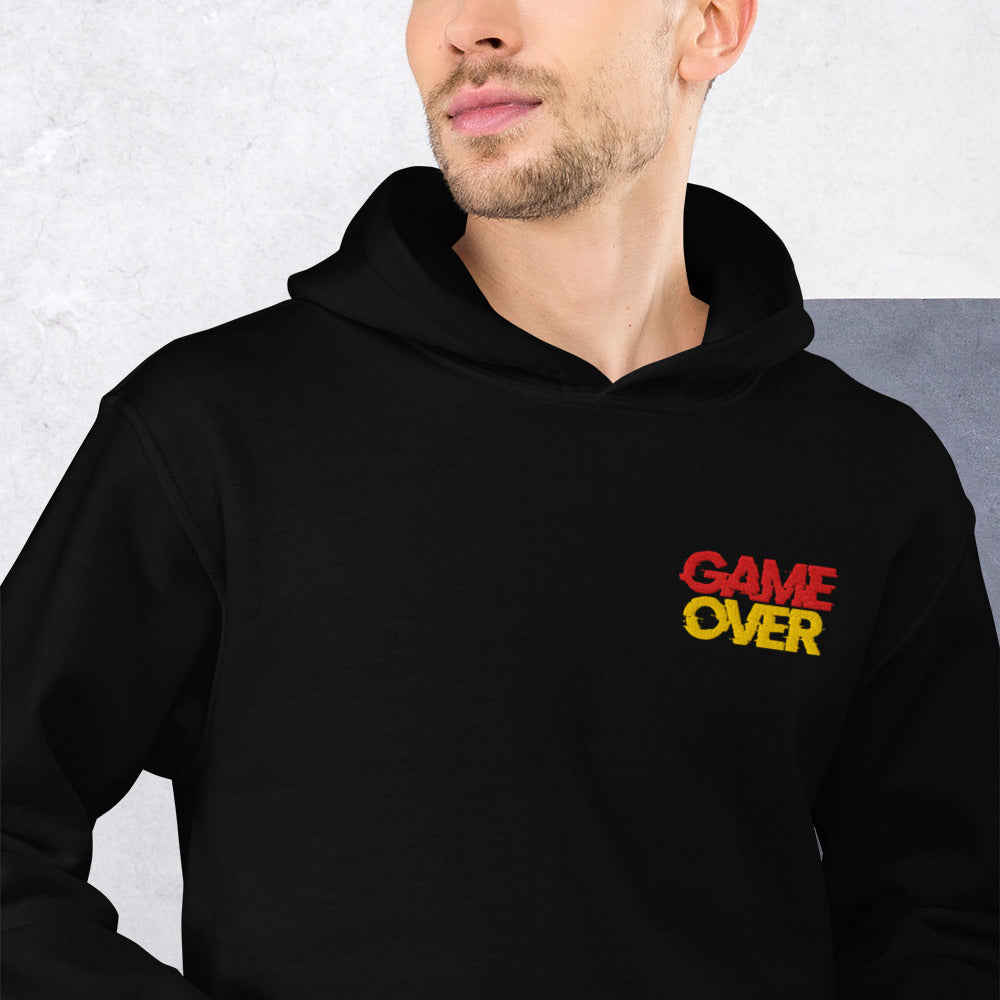 Felpa Ricamata Unisex con Cappuccio – Morbida – Design Game Over-Biiply